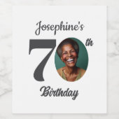 Bold 70th Birthday Party Photo Wijn Etiket (Enkel label)