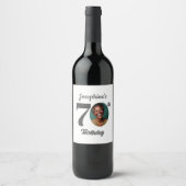 Bold 70th Birthday Party Photo Wijn Etiket (Voorkant)