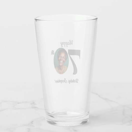 Bold 70th Birthday Photo Glas (Achterkant)