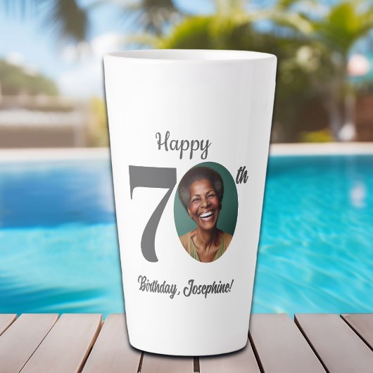Bold 70th Birthday Photo Latte Mok