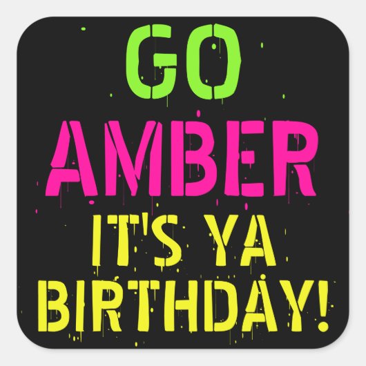 Bold 80's/90's Neon Kleuren Funky Retro Vierkante Sticker (Voorkant)