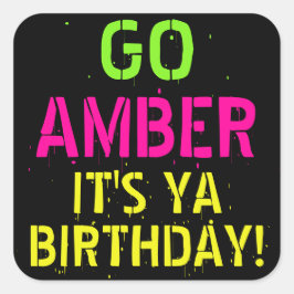 Bold 80's/90's Neon Kleuren Funky Retro Vierkante Sticker