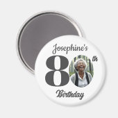 Bold 80th Birthday Party Photo Favor Magneet (Voorkant / Achterkant)