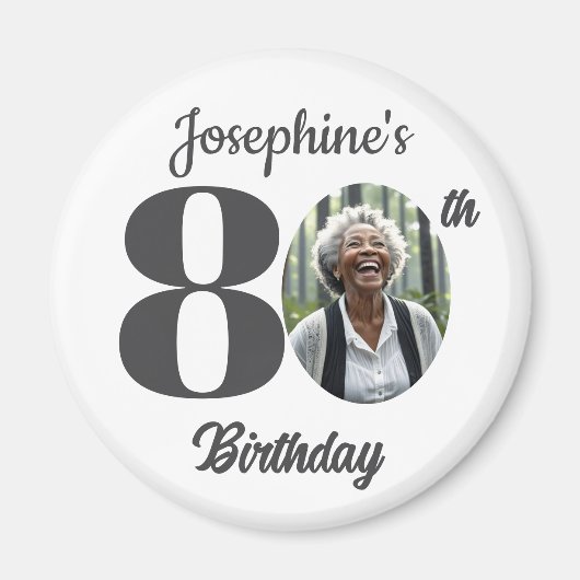 Bold 80th Birthday Party Photo Favor Magneet (Voorkant)