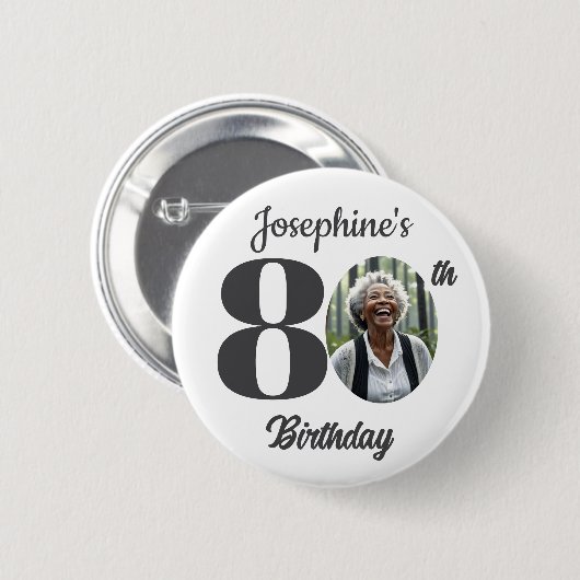 Bold 80th Birthday Party Photo Favor Ronde Button 5,7 Cm (Voorkant /achterkant)