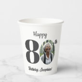 Bold 80th Birthday Party Photo Papieren Bekers (Voorkant)