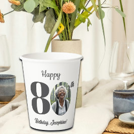 Bold 80th Birthday Party Photo Papieren Bekers