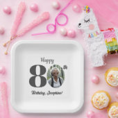 Bold 80th Birthday Party Photo Papieren Bordje (Feest)