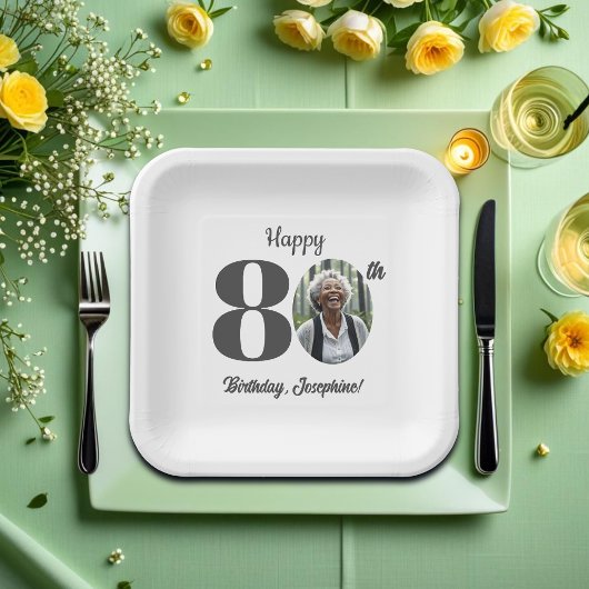 Bold 80th Birthday Party Photo Papieren Bordje