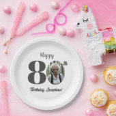Bold 80th Birthday Party Photo Papieren Bordje (Feest)