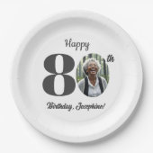 Bold 80th Birthday Party Photo Papieren Bordje (Voorkant)
