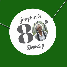 Bold 80th Birthday Party Photo Ronde Sticker