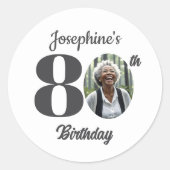 Bold 80th Birthday Party Photo Ronde Sticker (Voorkant)