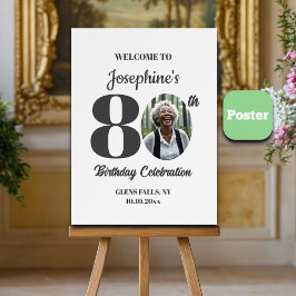 Bold 80th Birthday Party Photo Welcome Poster