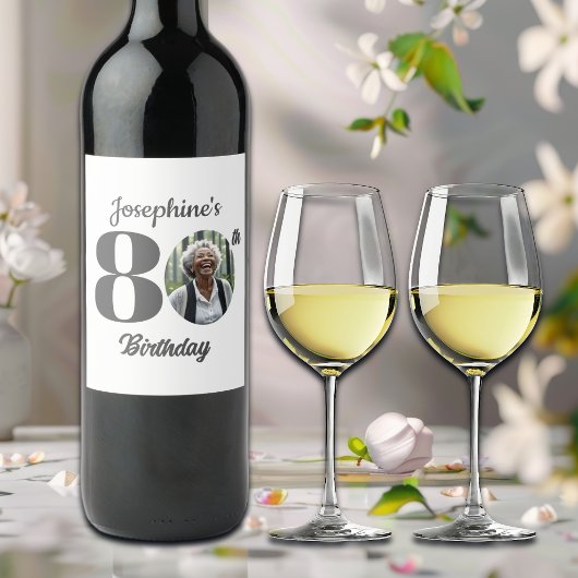 Bold 80th Birthday Party Photo Wijn Etiket