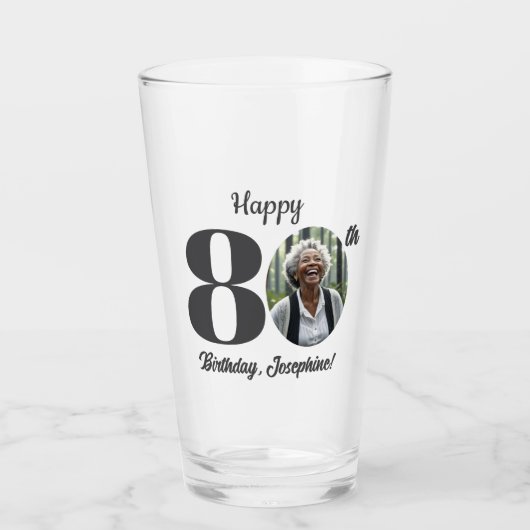 Bold 80th Birthday Photo Glas (Voorkant)