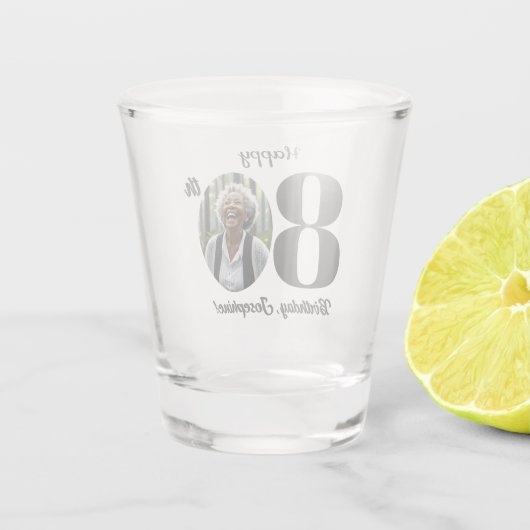 Bold 80th Birthday Photo Shot Glas (Achterkant)
