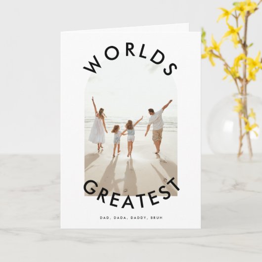 BOLD aangepaste foto 'WERELDEN GROOTSTE' Vaderdag Kaart (Gele Bloem)