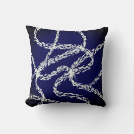 bold abstract art white lines on dark blue  kussen