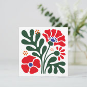 Bold Abstract Floral Flat Card with Poppy Motif (Staand voorkant)