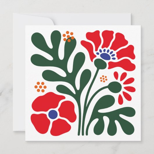 Bold Abstract Floral Flat Card with Poppy Motif (Voorkant)