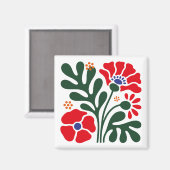 Bold Abstract Floral Magnet with Poppy Motif (Voorkant / Achterkant)