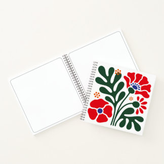 Bold Abstract Floral Notebook with Poppy Motif Notitieboek