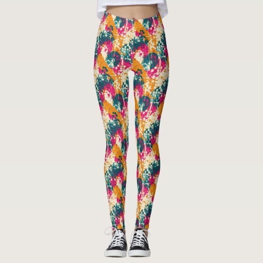Bold Abstract Geometric - Grunge Brush Texture (3) Leggings (Voorkant)