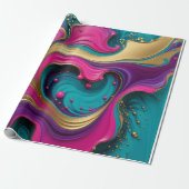 Bold Abstract Heart Swirl – Modern Colorful Art Cadeaupapier (Uitgerold)