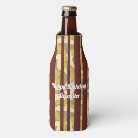Bold Abstract Stripes Pattern Any Age Birthday  Flesjeskoeler (Fles Voorkant)