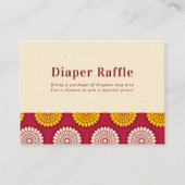 Bold African Wax Print Red & Yellow Diaper Raffle Informatiekaartje (Voorkant)