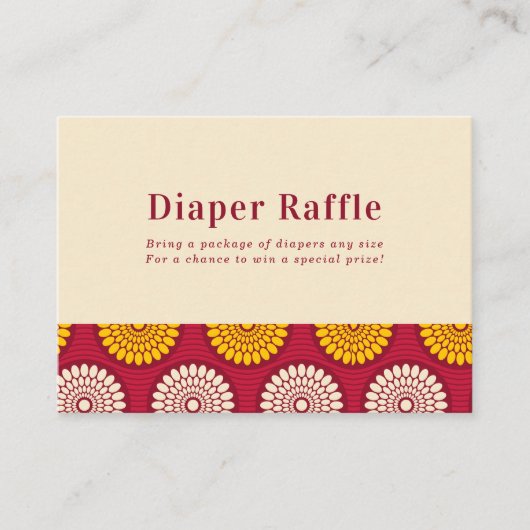 Bold African Wax Print Red & Yellow Diaper Raffle Informatiekaartje (Voorkant)