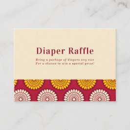 Bold African Wax Print Red & Yellow Diaper Raffle Informatiekaartje