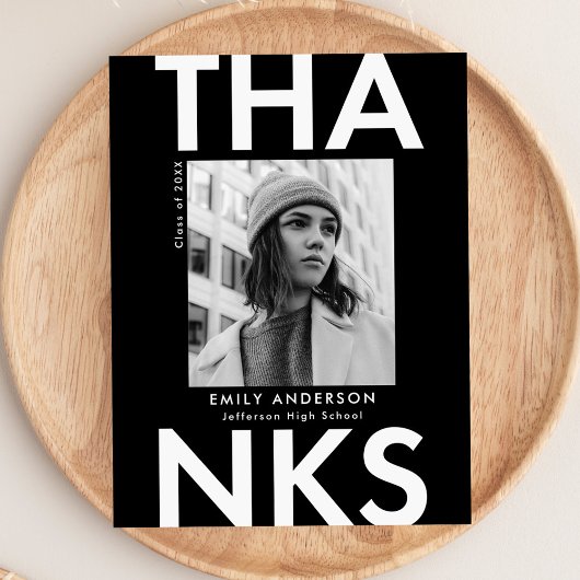 Bold Afstudeerder Black Foto Afstuderen Hartelijk Briefkaart