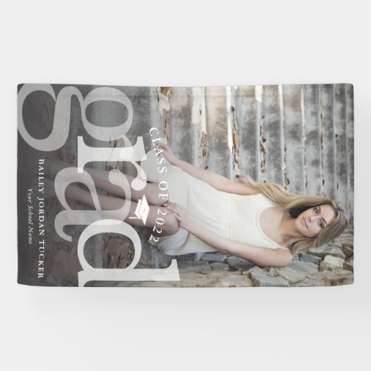 Bold AFSTUDEERDER Black Ombre Overlay Foto Afstude Spandoek (Horizontaal)