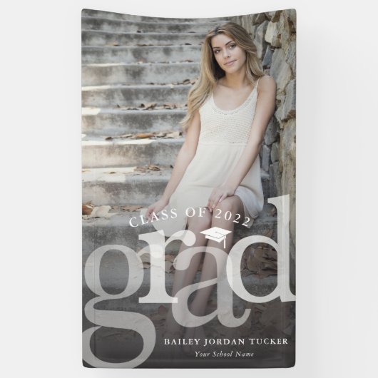 Bold AFSTUDEERDER Black Ombre Overlay Foto Afstude Spandoek (Verticaal)