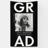 Bold Afstudeerder Black Photo Afstuderen Spandoek (Verticaal)