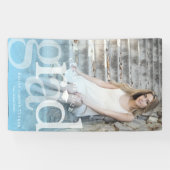 Bold AFSTUDEERDER Blue Ombre Overlay Foto Afstuder Spandoek (Horizontaal)