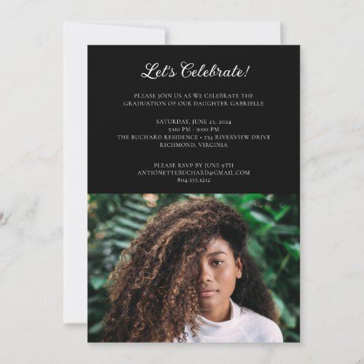 Bold Afstudeerder Modern Foto Aankondiging Partij  (Achterkant)
