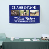 Bold Afstudeerder Navy Blue Gefeliciteerd, drie fo Spandoek (Beurs)