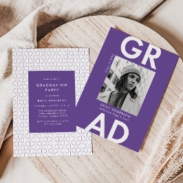 Bold Afstudeerder Paars Fotogradatie Partij Kaart