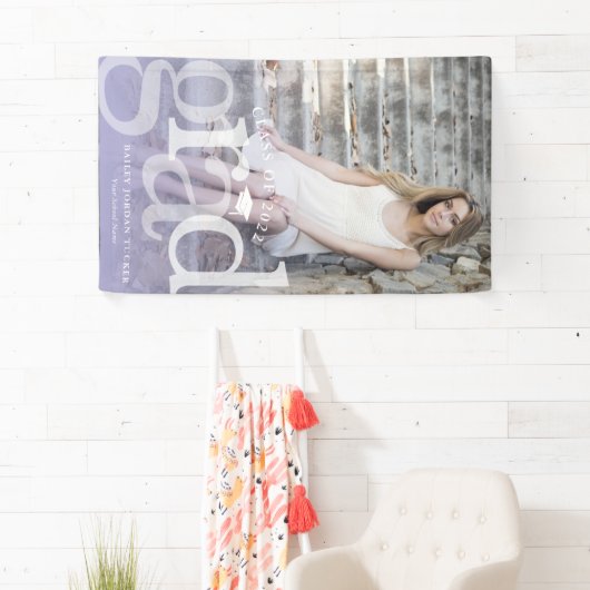 Bold AFSTUDEERDER Paars Ombre Overlay Foto Afstude Spandoek (Insitu)