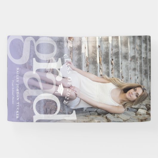 Bold AFSTUDEERDER Paars Ombre Overlay Foto Afstude Spandoek (Horizontaal)