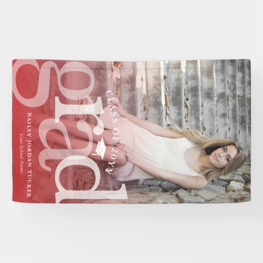 Bold AFSTUDEERDER Red Ombre Overlay Foto Afstudere Spandoek (Horizontaal)