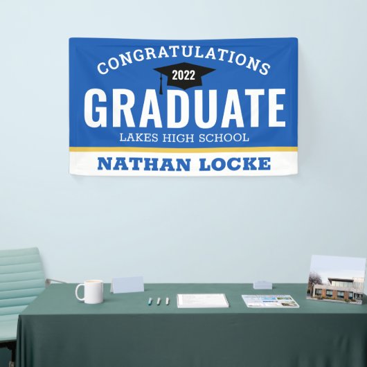 Bold Afstudeerder Royal Blue Congrates Afstuderen  Spandoek (Beurs)