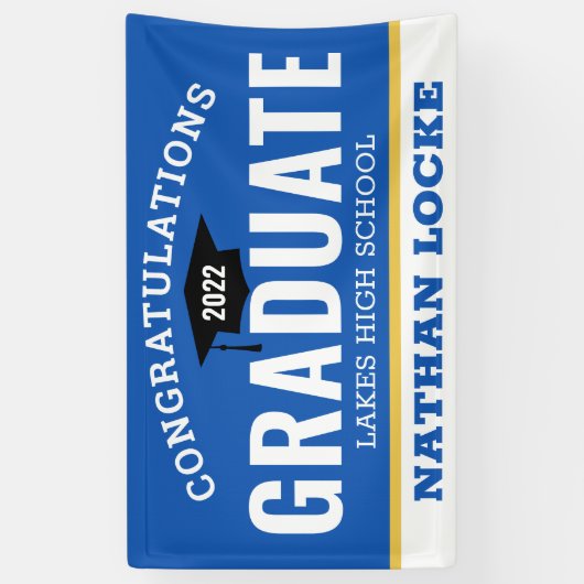 Bold Afstudeerder Royal Blue Congrates Afstuderen  Spandoek (Verticaal)