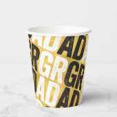 Bold AFSTUDEERDER Typografie Gold Goil Graduparty Papieren Bekers (Achterkant)