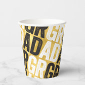 Bold AFSTUDEERDER Typografie Gold Goil Graduparty Papieren Bekers (Voorkant)