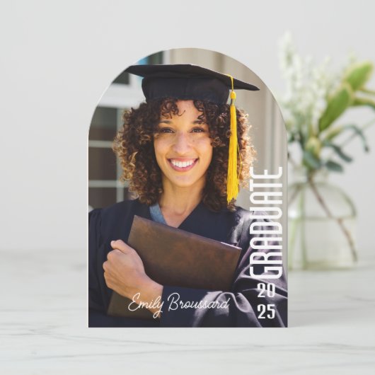 Bold Afstuderen Arch Foto Afstudeerfeest Kaart (Staand voorkant)
