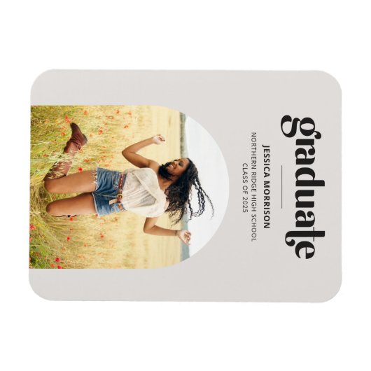 Bold Afstuderen Neutral Grey Photo Afstudeerder Aa Magneet (Horizontaal)